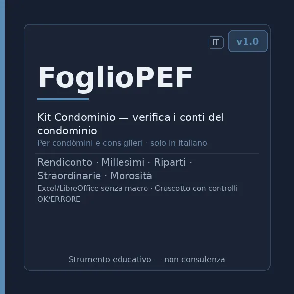Cruscotto di esempio del Kit Condominio con controlli OK/ERRORE