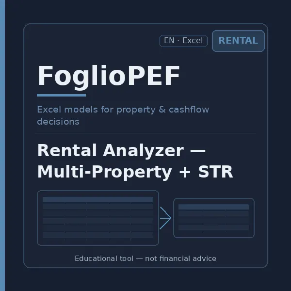 Rental Analyzer dashboard with 5 properties and a 10-year projection